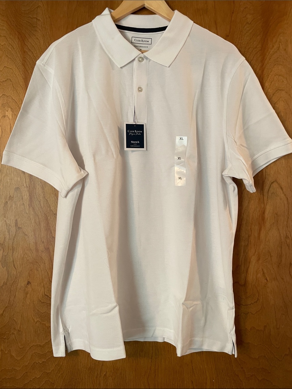 NWT! Club Room White Men's Polo Shirt - Classic Short Sleeve, XL